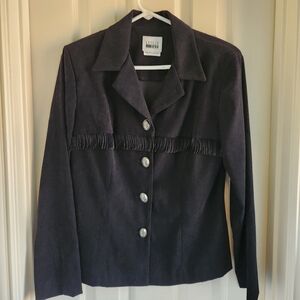 Vintage Women's Size 8 Black Fringe Western‎ Long Sleeve Jacket Cowboy Chic